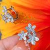 Flower Flower Ear Buckle Female, Fashionable Elegant And Sweet Jewelry, Exquisite Zircon Inlaid Earrings