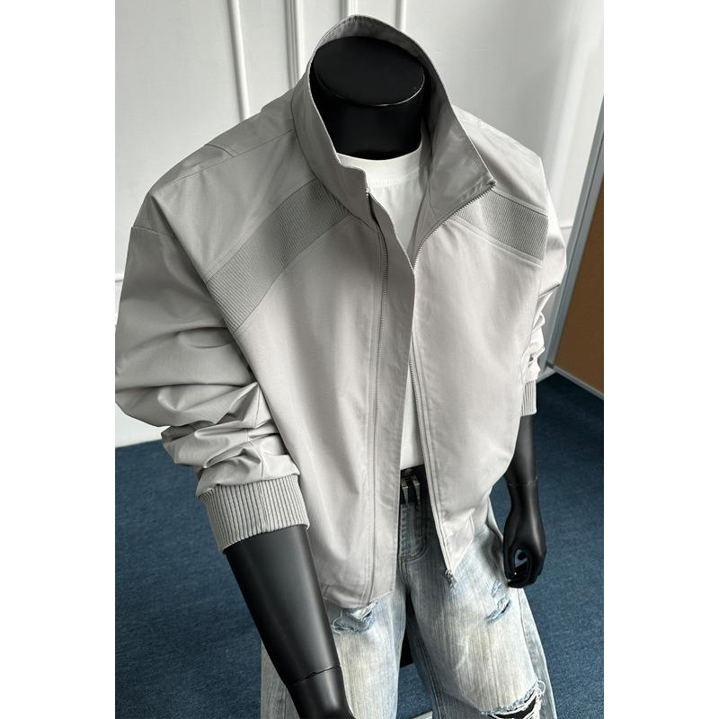 Men S Retro Stand Collar American Short Loose Flight Jacket Bomber Coat