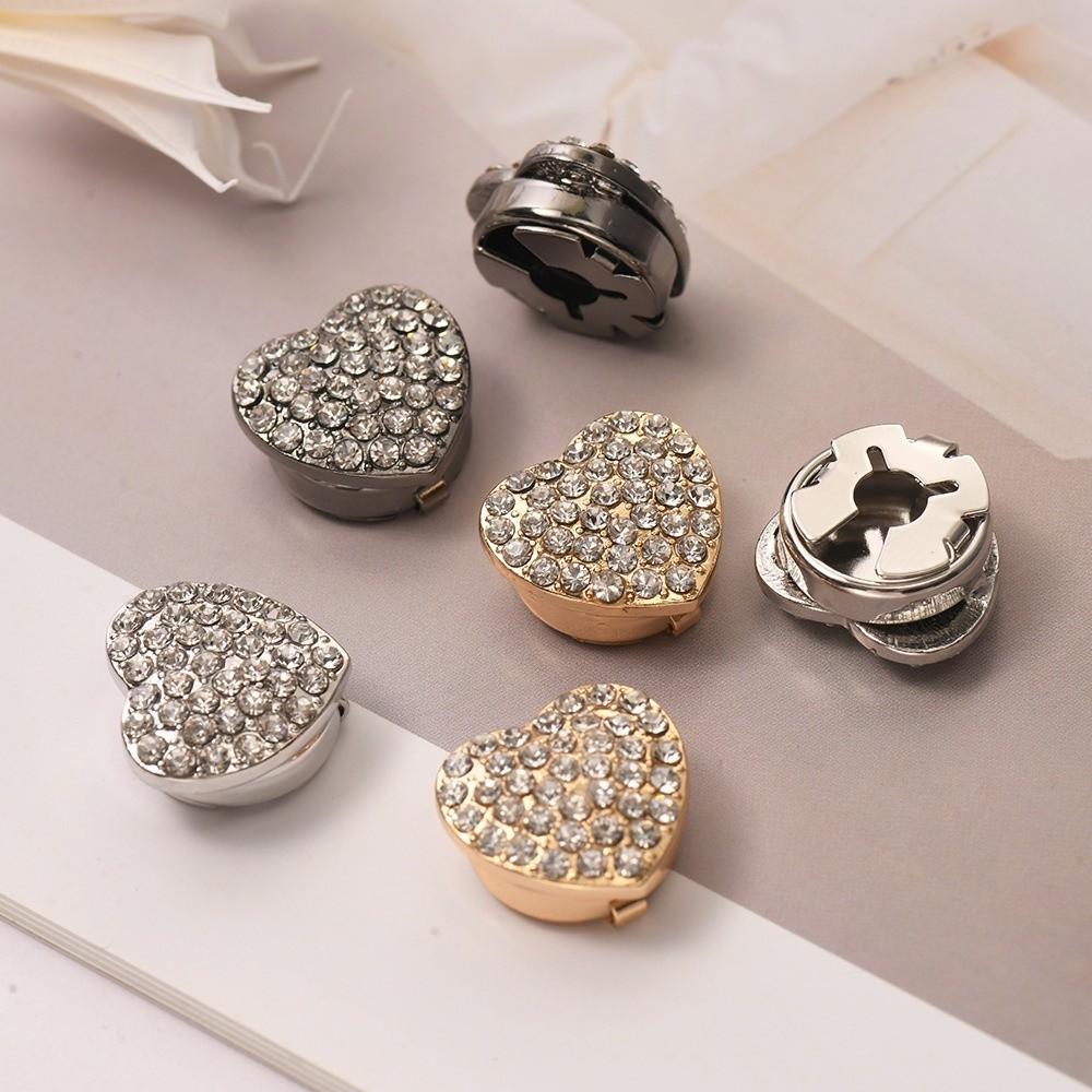 Brass Base Flower Sleeve Button Rhinestone Button Cover Clip  Suit Accessories