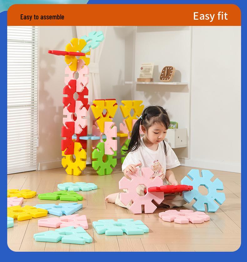 Educational 26cm Geometric Snowflake Blocks for Toddler Sensory Integration and Building