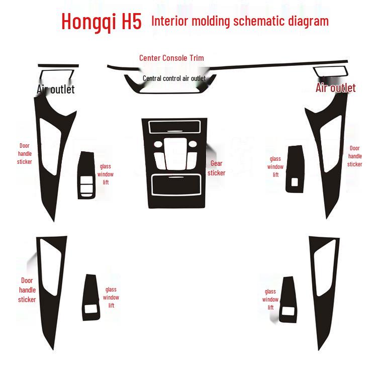 18-20 Hongqi H5 Interior Console & Gear Lever Protection Film