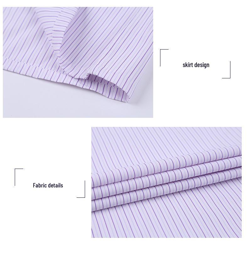 Men’s Striped Business Casual Long Sleeve Shirt, Iron-Free Slim Fit, Square Collar