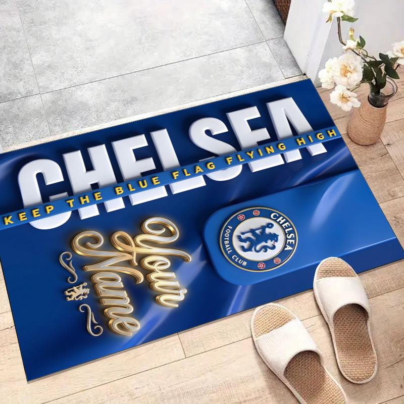 Custom C-Chelsea Mat Personalized Name, Polyester Washable Indoor Entryway Rug, Gift for Christmas, Easter, Thanksgiving Day