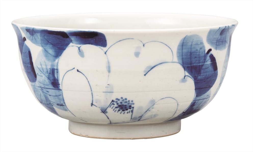Kutani ware Iwataya medium bowl, white camellia, K9-508