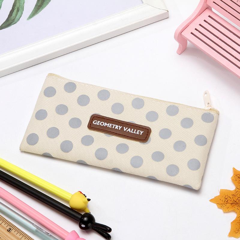 Canvas Pencil Case Aesthetic Geometric Pattern Smooth Sturdy Zipper Portable Large Capacity for Office Workers Stationery Organizer