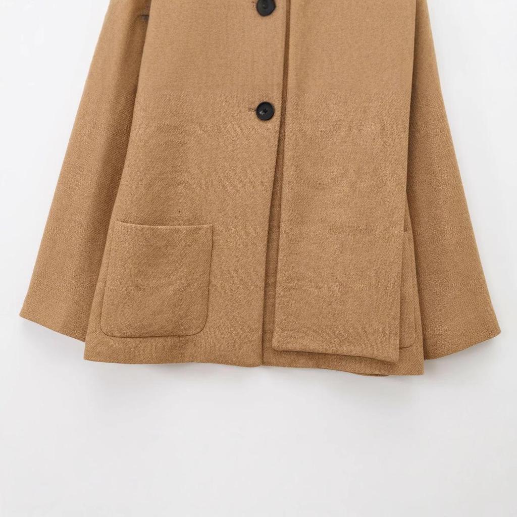 2024 Winter Damen Europäisch Amerikanischer Stil Langarm Übermantel mit Schal