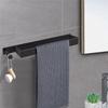 BHBL 2PCS Towel Holder No Drilling Self-Adhesive Towel Rail Black Stainless Steel Bath Towel Holder Adhesive with Hooks