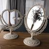 Vintage French LED Vanity Makeup Mirror - Ins Style, Round Desktop Mirror with Light
