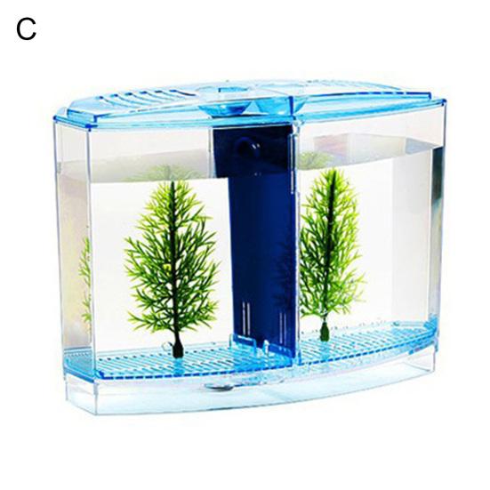 Multifunctional Acrylic Split Fish Tank Breed Box with LED Light Imitation Plant