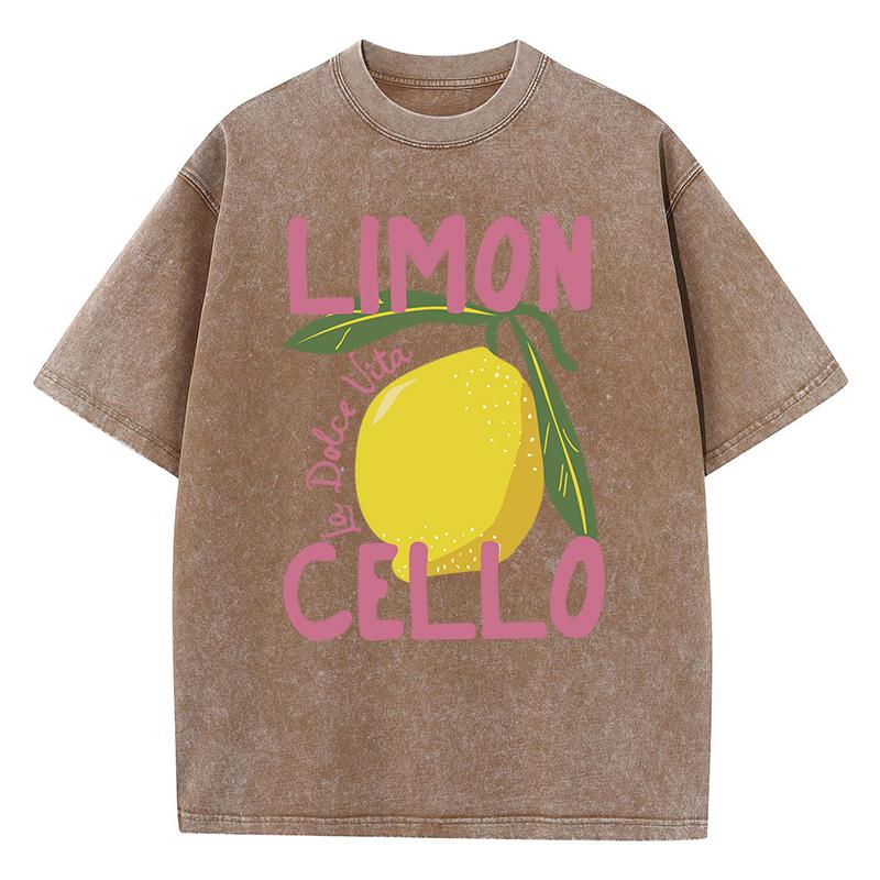 T-shirt da Donna Lavate con Stampa Frutta Limone Creativa Cotone Hip Hop T-shirt Sportive Casual YK Abbigliamento Estivo Oversize
