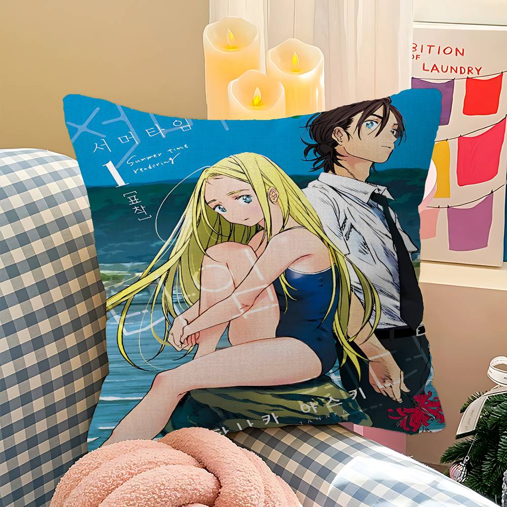 

Anime Summer Time Rendering Pillow Gift Home Office Decoration Bedroom Sofa Car Cushion Cover Case 45x45 12x12Inch