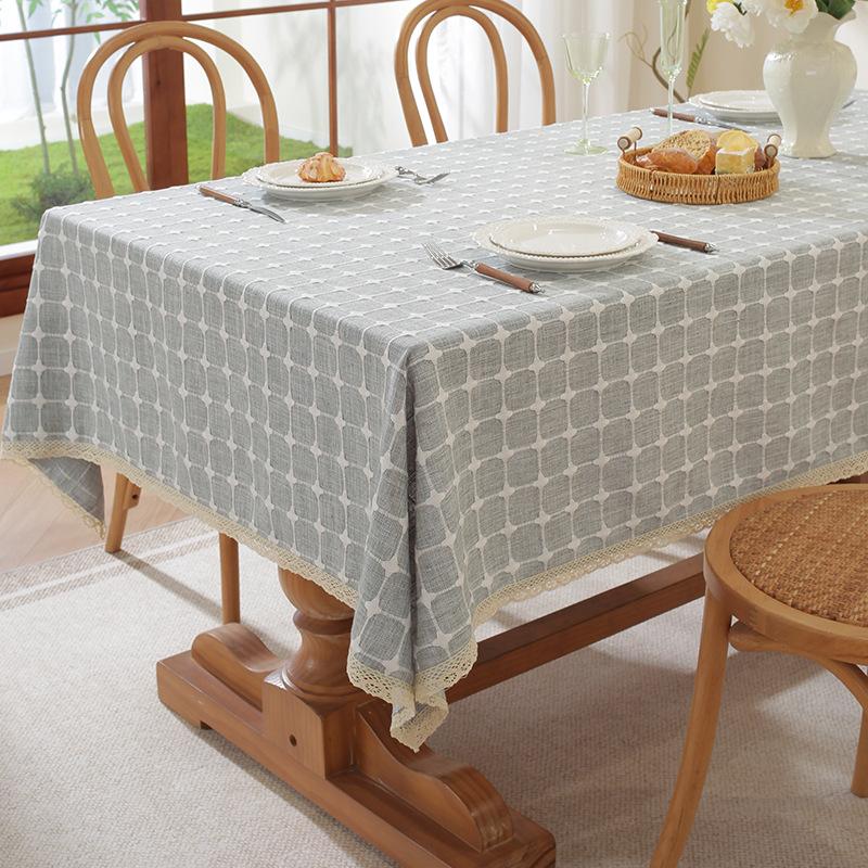 Nordic Tablecloth Fabric Cotton And Linen Small Fresh Small Plaid Rectangular Simple Dining Table Cloth Tablecloth Cover Cloth Retail