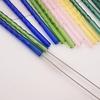 15 PCS Reusable Glass Straws, 8 Inch X 0.3" Thread Pattern Design Colored Drinking Straws, Include 12 Straight Straws, 2 Cleaning Brushes, 1 Bag