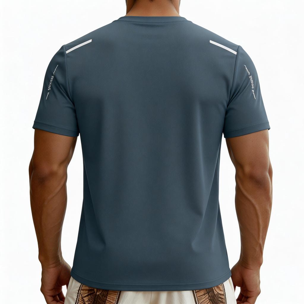 Men's Silk Short-sleeved T-shirt For Summer, Lightweight, Quick-drying, Mesh Pattern, Suitable For Sports And Fitness Activities.
