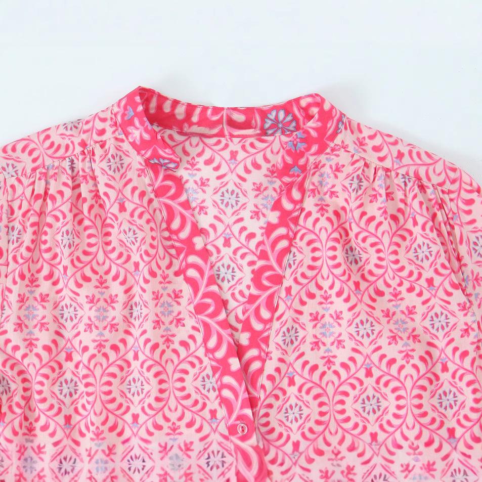 Spring 2025 Women's European American Style Fashion Loose Print Midi Dress