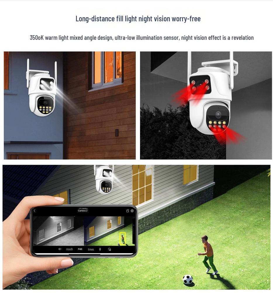 ICSee PTZ Dual-Lens 3MP HD Wireless Surveillance Camera with Dual-Screen