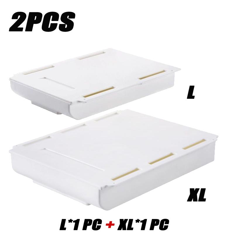 Creative Hidden Drawer Organizer No Punch Holes Under Desk Stationery Box Sticky Small Drawer Office Home Organizer