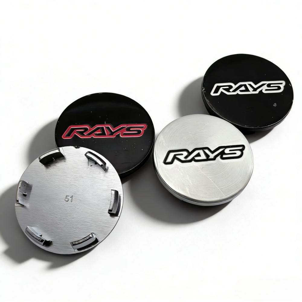 4pcs Rays Logo Emblem Badge Car Wheel Center Caps 51MM Clips 46MM Wheels Hub Cap Rim Hubcaps Dust Cover Replace Car Accessories