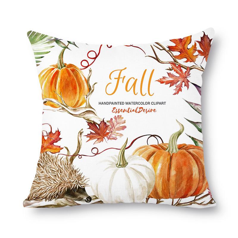 Thanksgiving Autumn Leaves Golden Short Plush Pillow Cover Office Sofa Cover Cushion Cover