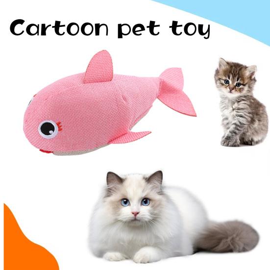 Interactive Plush Cat Toys Cartoon Shark Design with Catnip Teeth-grinding Bite Resistant Prevent Boredom Cat Toys