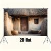 Rustic Adobe Cottage Backdrop Vintage Old Mud House Scene Background for Portrait Photography
