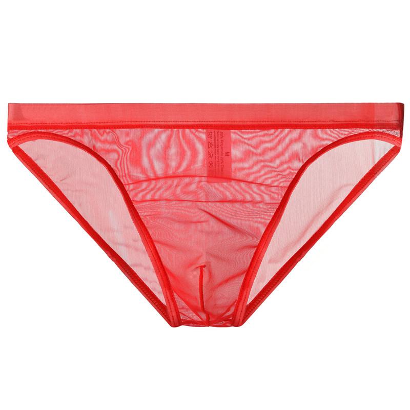 Youye Herren Low-Rise Mesh Transparent Slips - Atmungsaktive, Nude-Feeling Unterwäsche XXXL rot