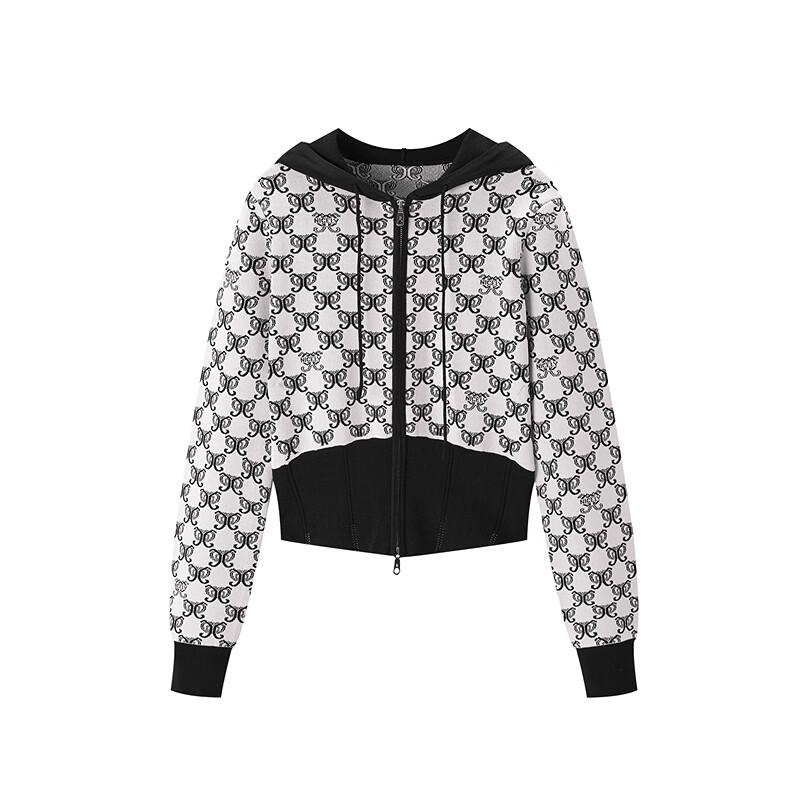 

PEACEBIRD Women s Spring Patterned Hooded Knit Cardigan M