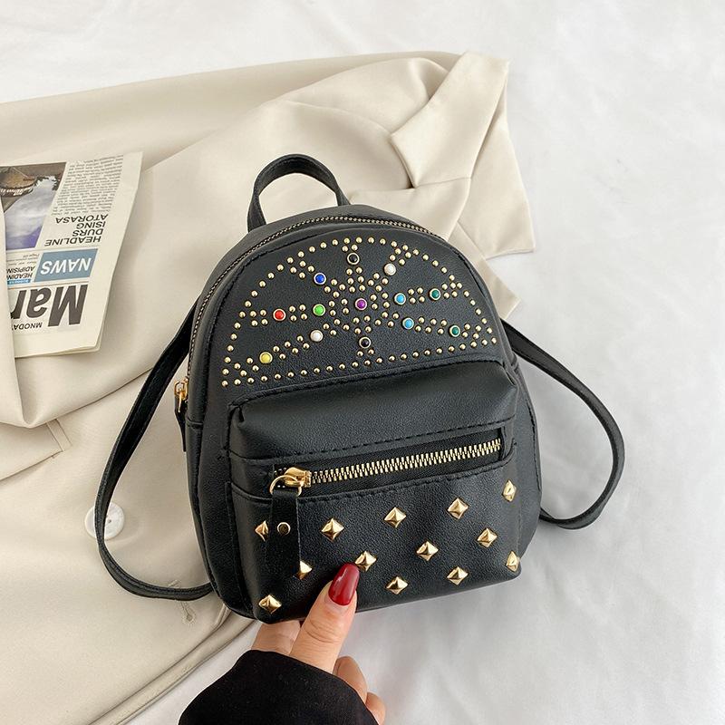 Fashion Rivet Pearl Shoulder Women's Bag Summer Versatile Multifunctional Large Capacity Light Luxury Backpack