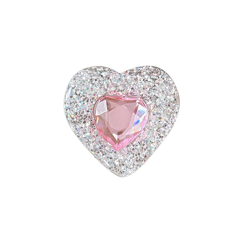 Portable Magnetic Rhinestone Heart Phone Holder