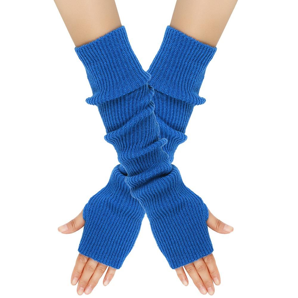 Knitted Fingerless Long Gloves Long Sleeve Elbow Mitten Y2K Arm Sleeve Gloves for Women Girls