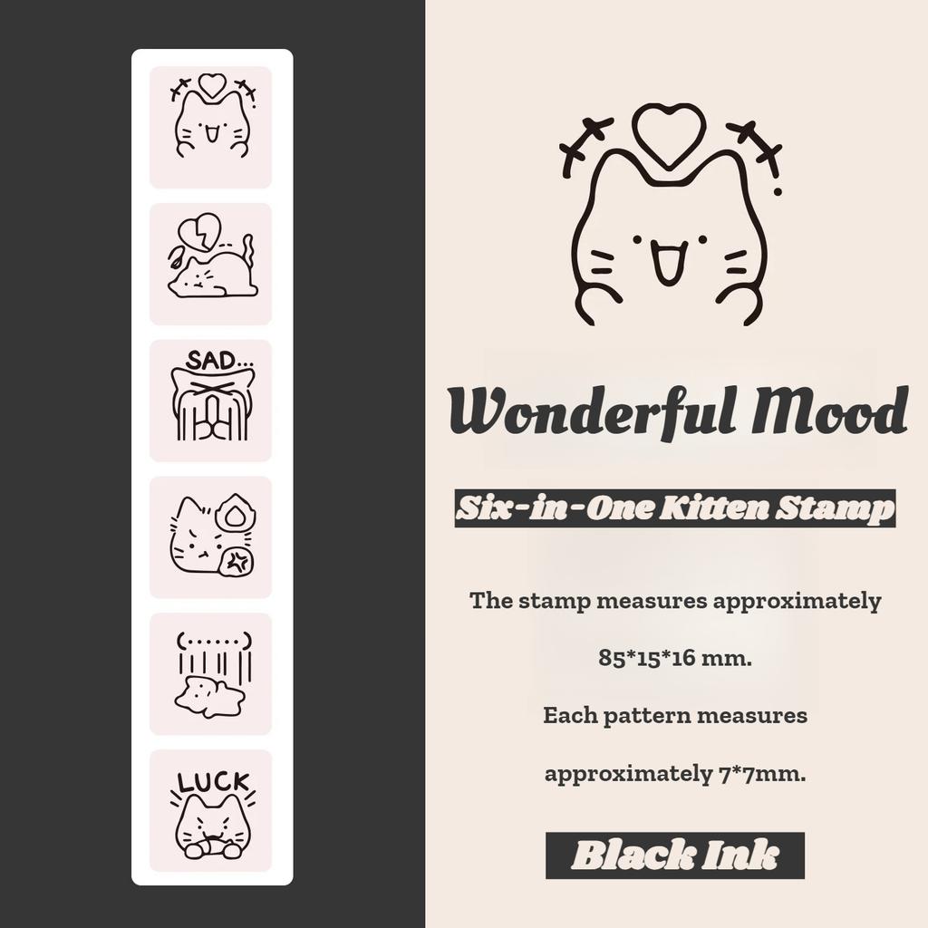 Süßer Katzen-Emoji-Stempel Serie „Alltag Arbeit Gute Laune“ Cartoon Mini-Musterstempel für Journaling Planer DIY Scrapbooking Deko