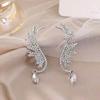 Angel Wings Elf Water Drop Pendant Full Crystal Clip Earrings For Women Jewelry Dainty Boucle Mujer Brincos
