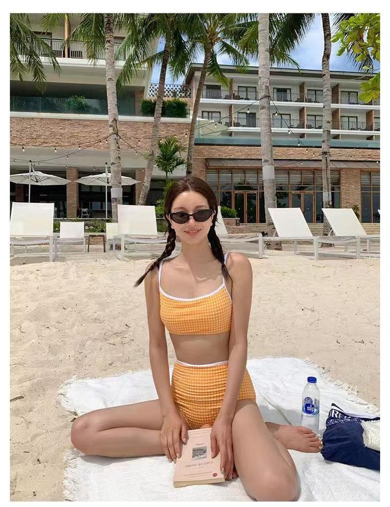 Korean Style High Waist Tummy Control Slimming Bikini for Women