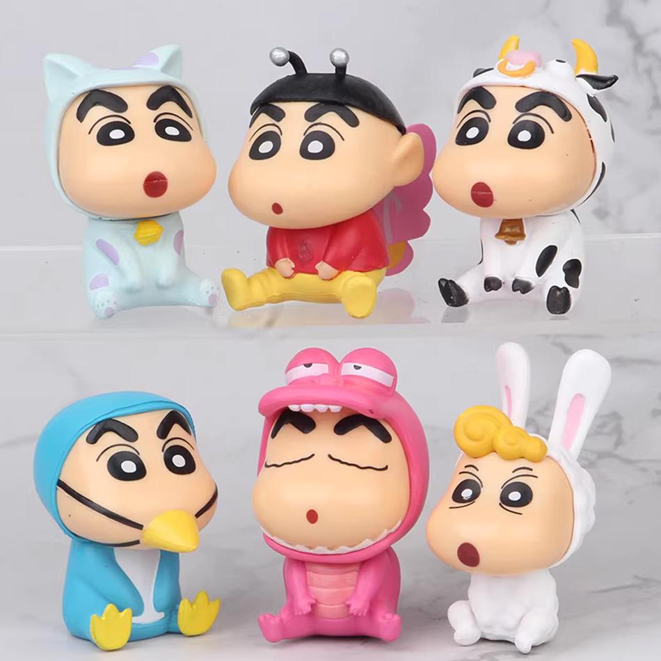 Crayon Shin-Chan Figures  Kawaii Anime Desktop Ornaments Cartoon Watching TV Phone Support Cute Doll Decorations toy