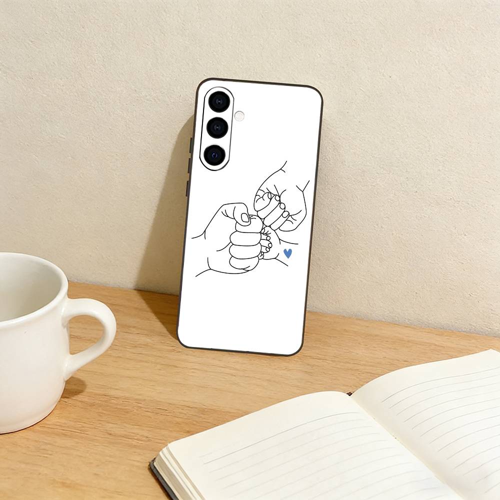 Baby Mom Dad Family Hand  Phone Case For Samsung Galaxy A73,A72,A71,A70,A53,A52,A51,Others Soft Black Cover