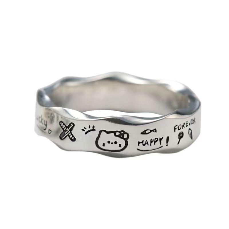 Cute Pochacco Hello Kitty Finger Ring Anime Kawaii Sanrio Cartoon Couple Ring Hand Jewelry Accessories For Girls Christmas Gifts