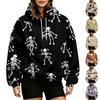 Damen Halloween Print Hoodie mit großer Haustier-Tasche für Herbst und Winter Freizeitkleidung