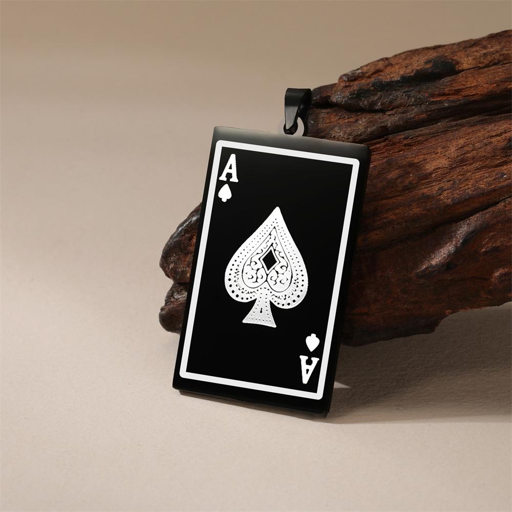 EUEAVAN Punk Lucky Ace of Spades Keychain Stainless Steel Square Poker A Card Pendant Keyring Good Fortune Hip-hop Jewelry Gifts
