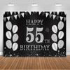 Sfondo per 55° Compleanno Forniture Palloncini Nero Oro 55 Anni Sfondo Decorazione Festa Scintillante Oggetti di Scena per Servizio Fotografico