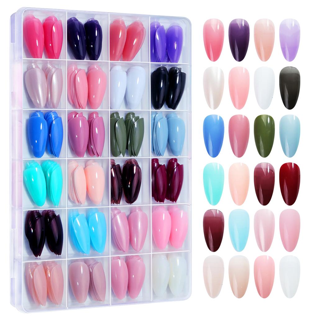 576Pc False Nail Press On Acylic Nails Extension Square Ballet Almond Full Cover Soft Gel Tips Extension DIY Manicure Kits Tools