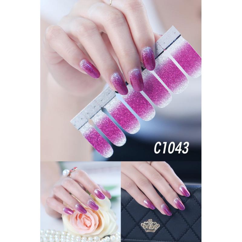 14 Stickers Of Glitter Solid Color Nail Polish Stickers Full Gradient Nail Stickers