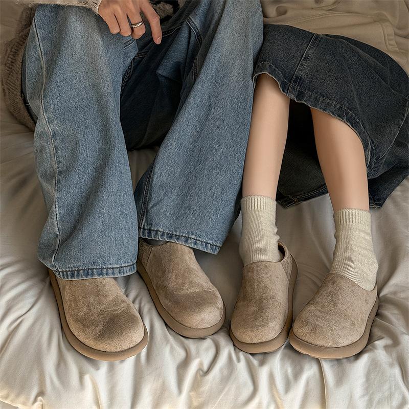 Thick-soled Heightening Boken Shoes Autumn and Winter 2024 Lazy Bag Head Half Slippers Outer Wear Warm One Pedal 35225-J