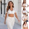 Top Corto in Pizzo Morbido da Donna, Crop Top Floreale, Costume Bavarese Oktoberfest, Camicetta Dirndl Tradizionale Tedesca, Camicia Trasparente a Maniche Corte