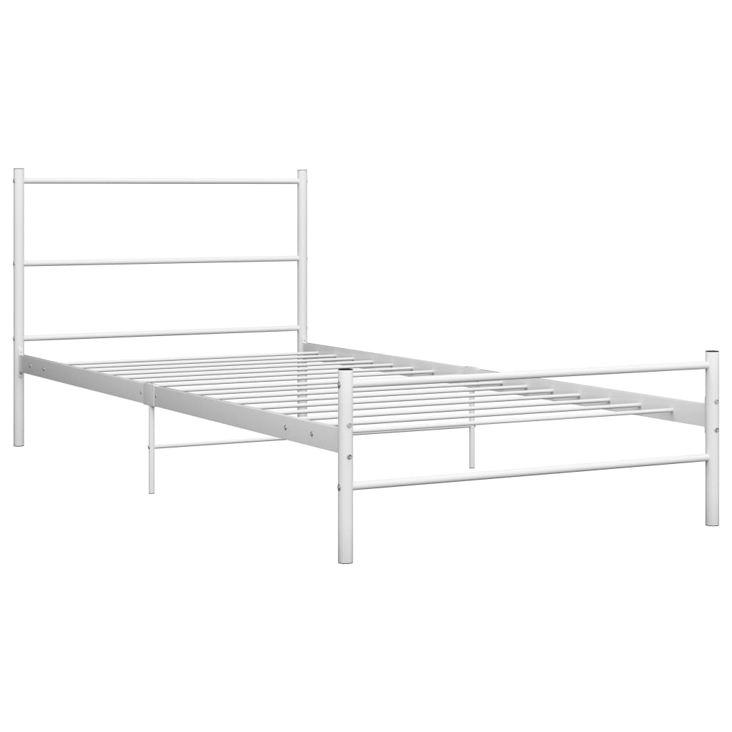 Single Bed White Metal 90 x 200 cm