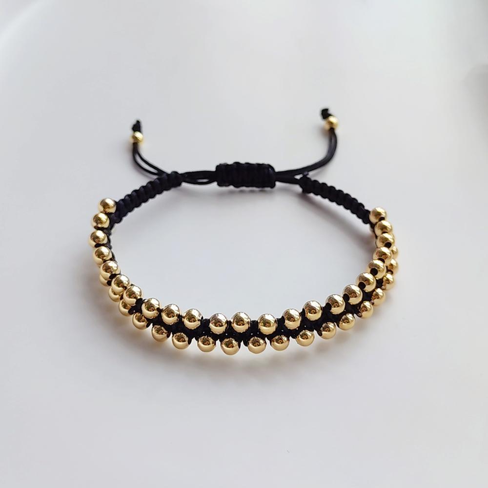Handmade Braided Bracelet Jewelry for Women 4mm High Quality Gold Plated Beads Bracelets Bijoux Fashion Pulseras Femme