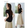 MohanyiMei Elegant Twisted Cutout Neck Short Sleeve T-Shirt