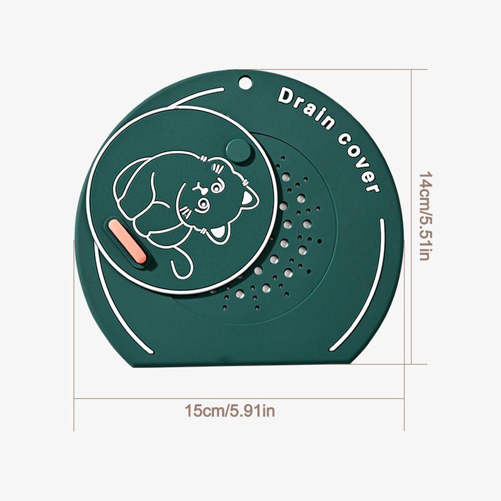 Anti Odor Floor Drain Cover Cartoon Cat Kitchen Sink Seal Mat  for Bathroom Hair Collection