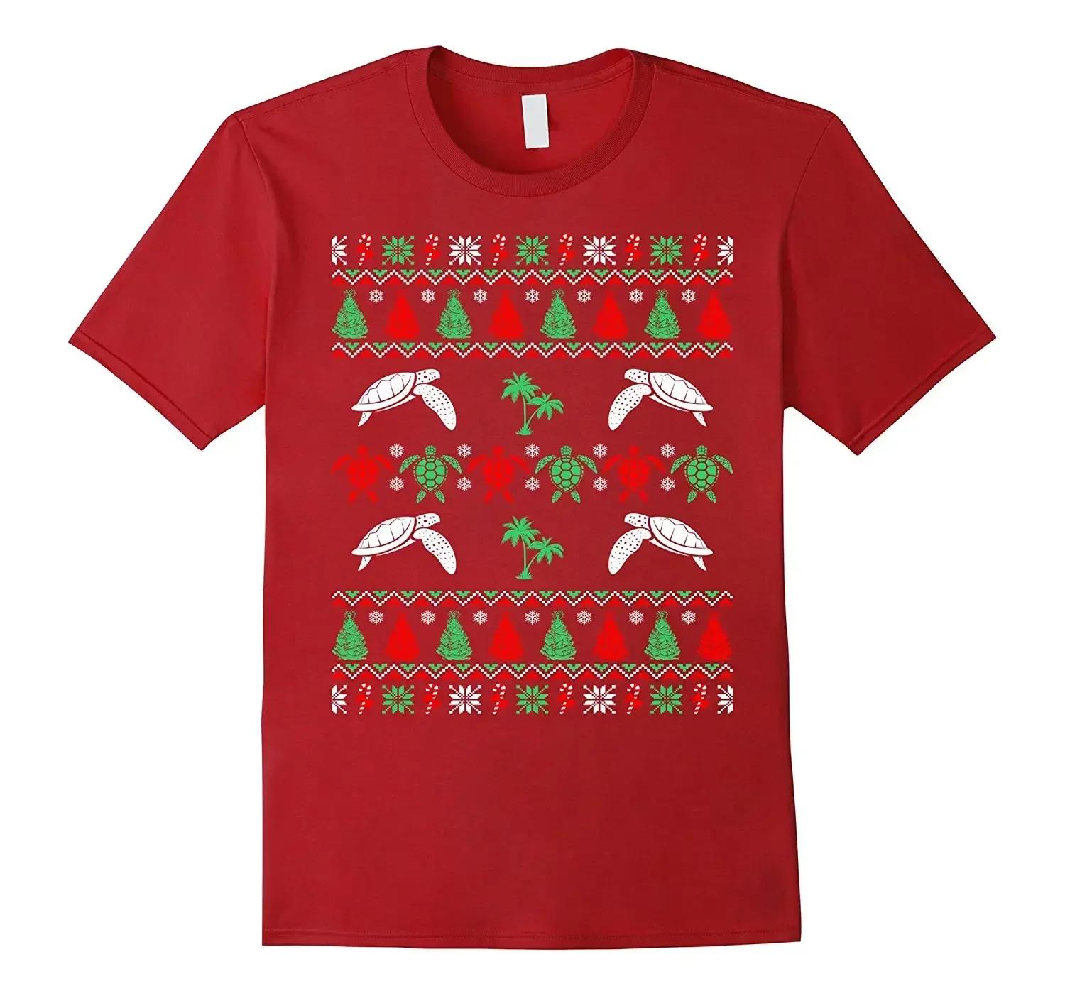Sea Turtle Ugly Christmas Sweater TShirt Mens Cotton Short Sleeve ONeck T Shirt New S3XL S
