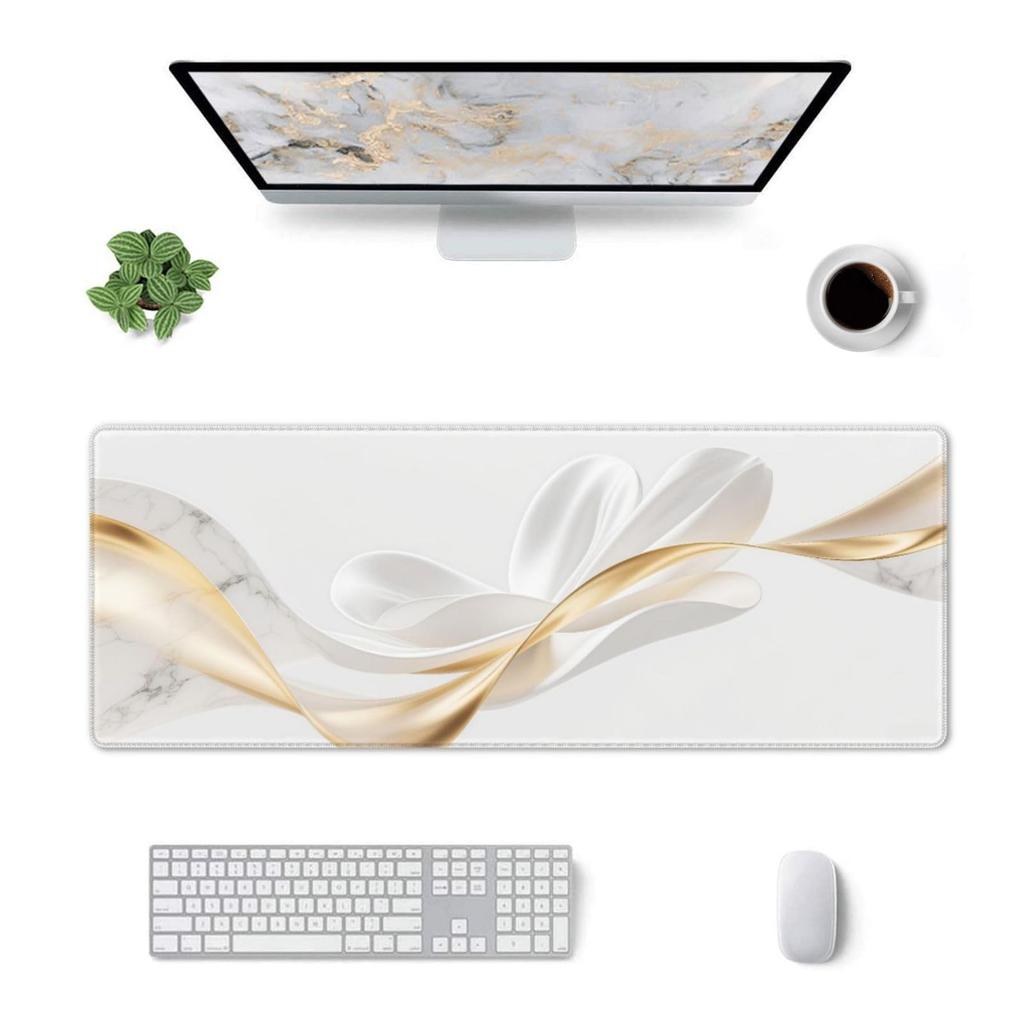 Glitter Gold Marble Mouse Pad Black White Swirl Fluid Vein Pattern Non Slip Desk Mat Gamers Office Home Keyboard Desktop Decor