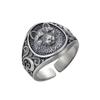 Adjustable Wolf Head Ring Men Women Sterling Open Band Retro Punk Statement Jewelry